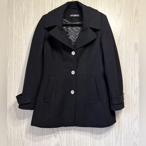Karl Lagerfeld Paris Women's Charcoal Wool Blend Peacoat Size Small EUC